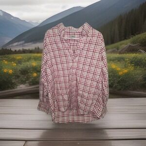 L.L.Bean red, pink, and tan plaid Wrinkle Stain Resistant Mens Lg Outdoors